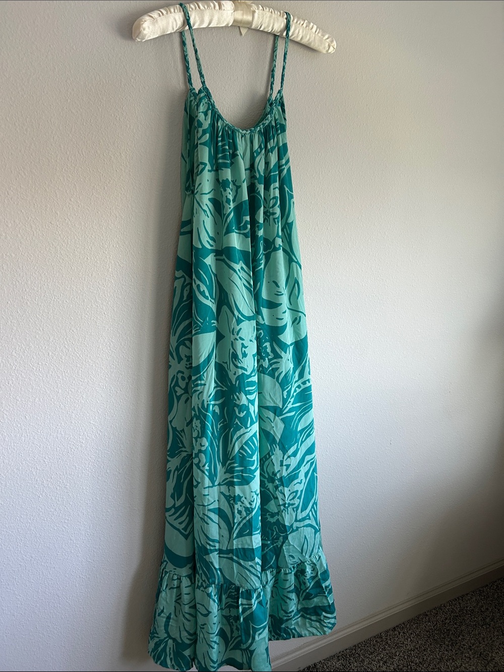 True Destinations Teal Tropical Maxi Dress - Picture 11 of 13